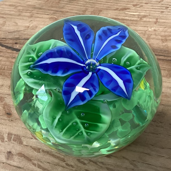 Other - 🔵 Beautiful Hand-Blown Glass Paperweight - Desk Top Decor - Book End - More